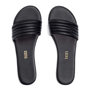 TKEES Serena Slide Sandal Black Leather Slip on 7 Minimalist Travel Boho Preppy